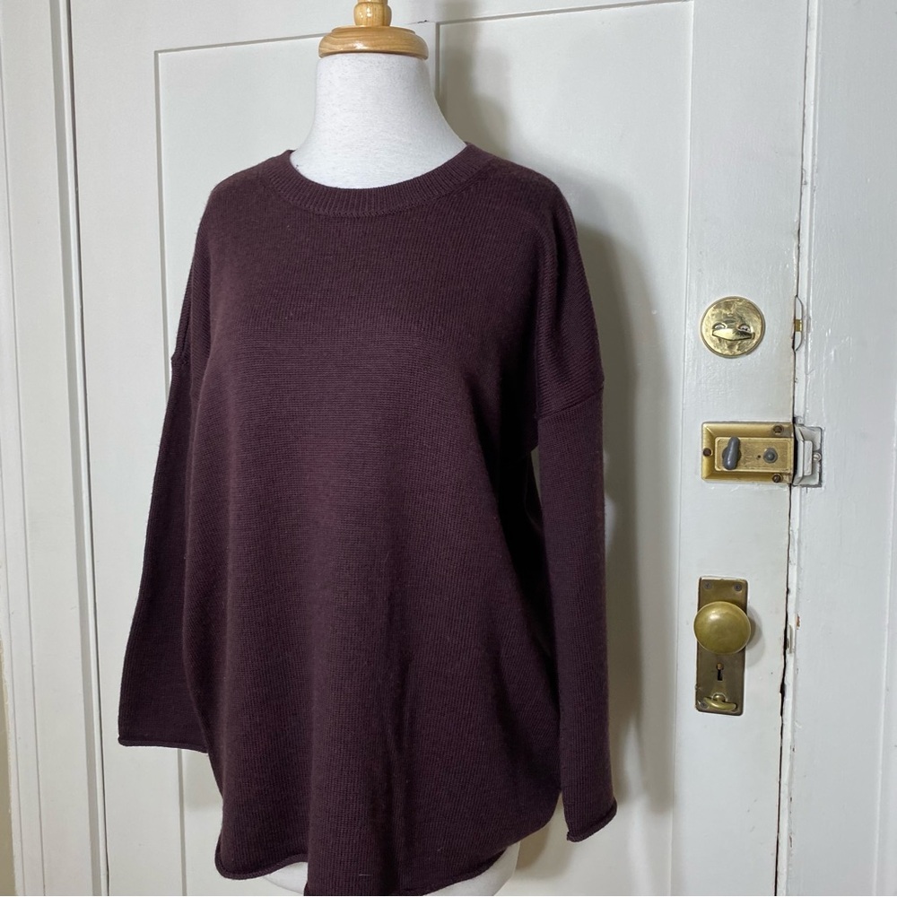 Eileen Fisher Crewneck 100% Merino Regenerative Wool Tunic Pullover Sweater M - Picture 3 of 14